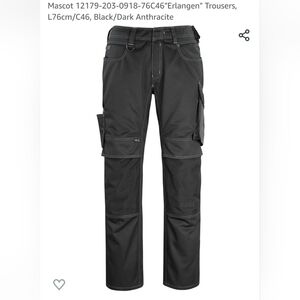 NWT Mascot Erlangen Work Trousers with Cordura Kneepad Pockets - Black/Anthracit